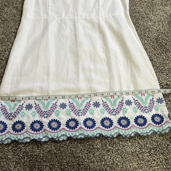 Talbots White Linen Sleeveless Dress Talbots Embroidered Dress - Picture 5 of 11